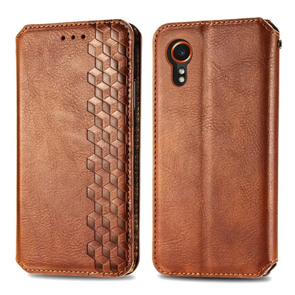 For Samsung Galaxy Xcover7 Case Magnetic Closure PU Leather Rhombus Phone Cover
