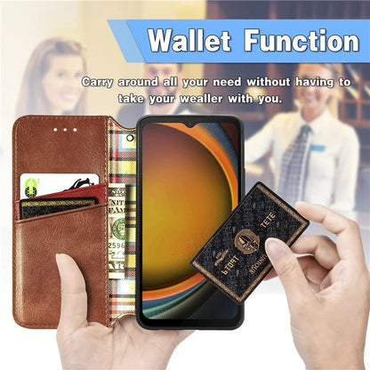 For Samsung Galaxy Xcover7 Case Magnetic Closure PU Leather Rhombus Phone Cover