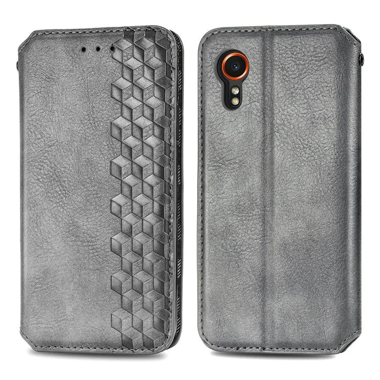 For Samsung Galaxy Xcover7 Case Magnetic Closure PU Leather Rhombus Phone Cover