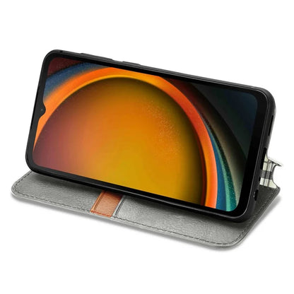 For Samsung Galaxy Xcover7 Case Magnetic Closure PU Leather Rhombus Phone Cover
