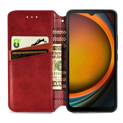 For Samsung Galaxy Xcover7 Case Magnetic Closure PU Leather Rhombus Phone Cover