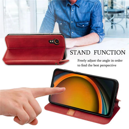 For Samsung Galaxy Xcover7 Case Magnetic Closure PU Leather Rhombus Phone Cover