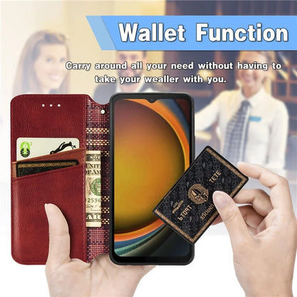 For Samsung Galaxy Xcover7 Case Magnetic Closure PU Leather Rhombus Phone Cover
