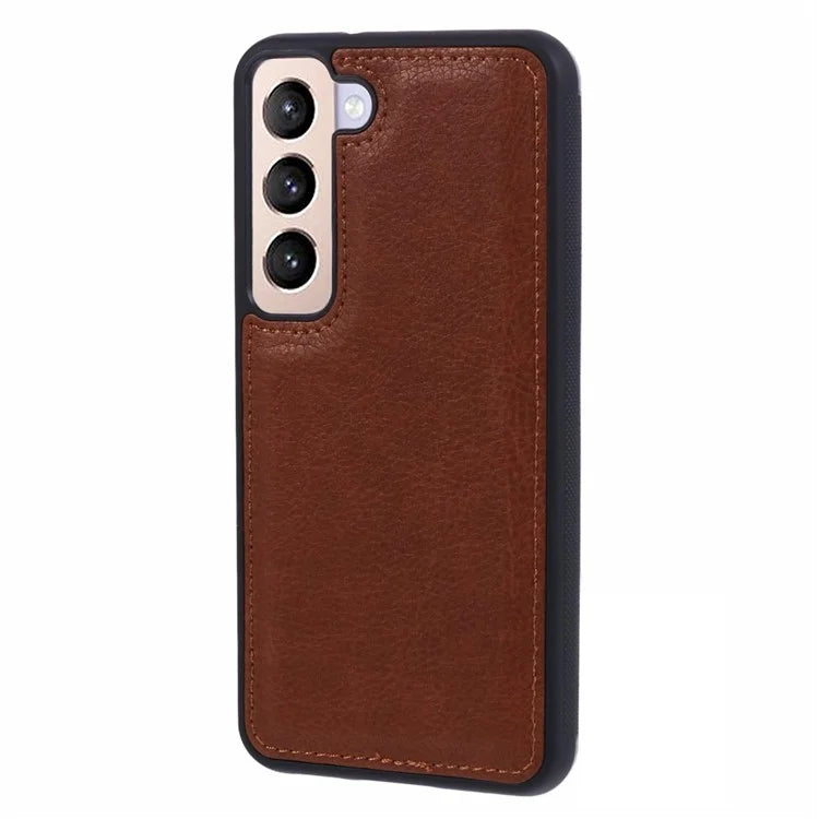 For Samsung Galaxy S23+ Case Solid Color PU Leather Calf Texture Back Cover