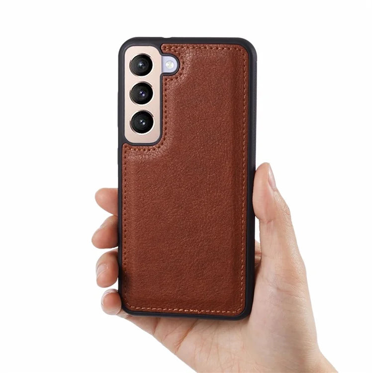 For Samsung Galaxy S23+ Case Solid Color PU Leather Calf Texture Back Cover