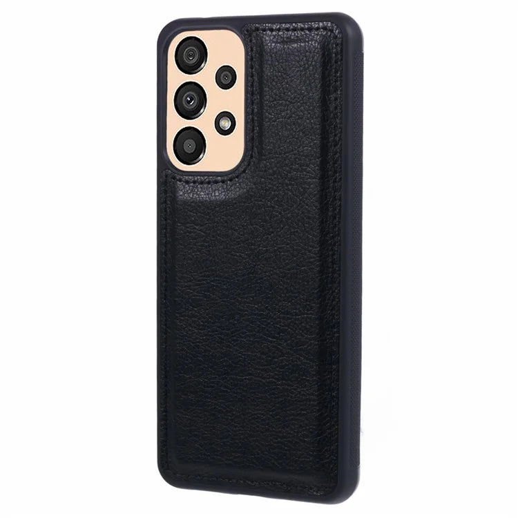 For Samsung Galaxy A33 5G Case Calf Texture Bump Proof PU Leather Phone Shell