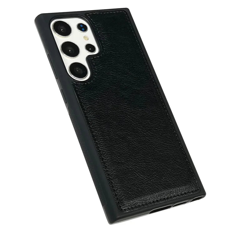 For Samsung Galaxy S21 Ultra 5G Case Calf Texture TPU+Leather Drop-proof Phone Back Shell
