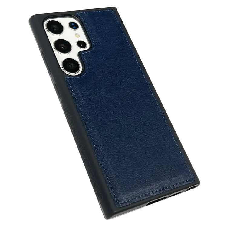For Samsung Galaxy S21 Ultra 5G Case Calf Texture TPU+Leather Drop-proof Phone Back Shell