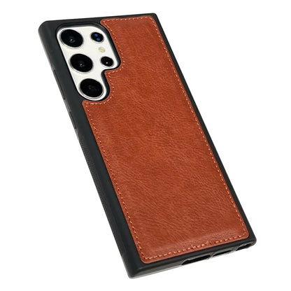 For Samsung Galaxy S21 Ultra 5G Case Calf Texture TPU+Leather Drop-proof Phone Back Shell