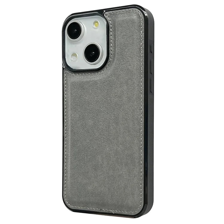 For iPhone 14 Plus Case Calf Texture PU Leather Slim Phone Back Protector