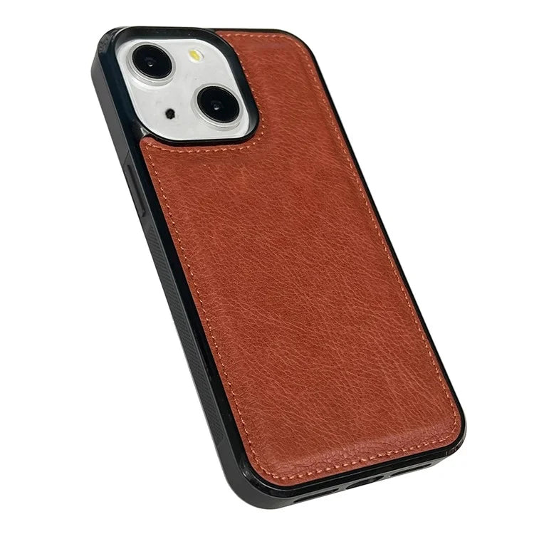 For iPhone 14 Plus Case Calf Texture PU Leather Slim Phone Back Protector