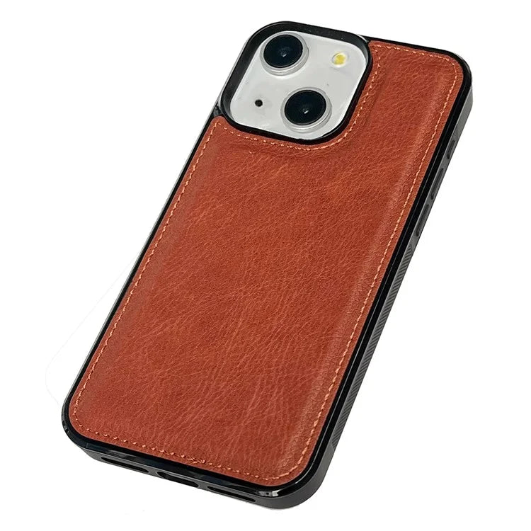 For iPhone 14 Plus Case Calf Texture PU Leather Slim Phone Back Protector