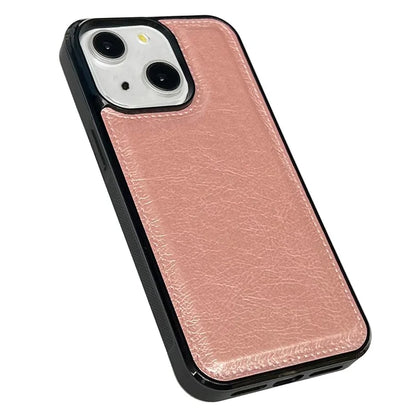 For iPhone 13 Back Case Shockproof PU Leather Coated TPU Calf Texture Phone Cover