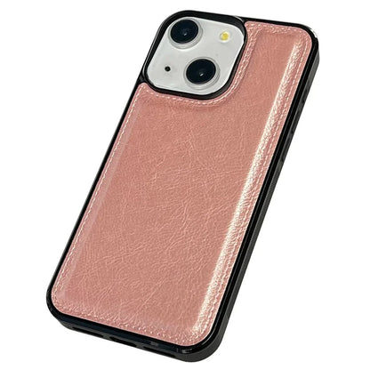 For iPhone 13 Back Case Shockproof PU Leather Coated TPU Calf Texture Phone Cover