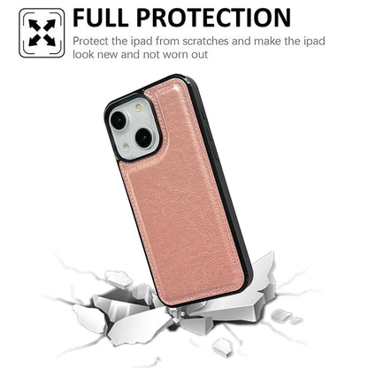 For iPhone 13 Back Case Shockproof PU Leather Coated TPU Calf Texture Phone Cover