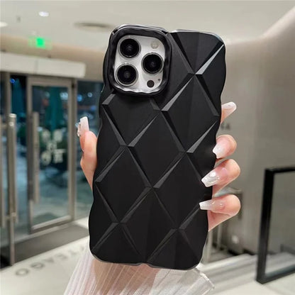 For iPhone 14 Pro Skin-touch Case Rhombus Grid Soft TPU Phone Cover