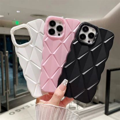 For iPhone 14 Pro Max TPU Case Rhombus Grid Shockproof Back Phone Cover