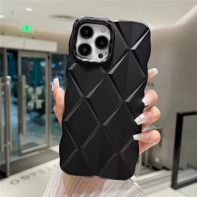 For iPhone 14 Pro Max TPU Case Rhombus Grid Shockproof Back Phone Cover