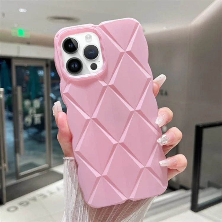 For iPhone 13 Pro Case Rhombus Grid Soft TPU Shockproof Anti-scratch Back Cover