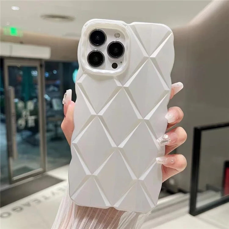 For iPhone 13 Pro Case Rhombus Grid Soft TPU Shockproof Anti-scratch Back Cover