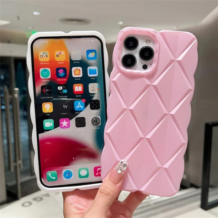 For iPhone 13 Pro Case Rhombus Grid Soft TPU Shockproof Anti-scratch Back Cover