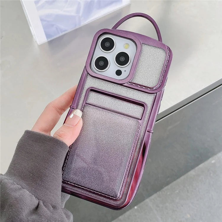 For iPhone 13 Pro TPU Case Card Holder Glitter Phone Cover Wholesale