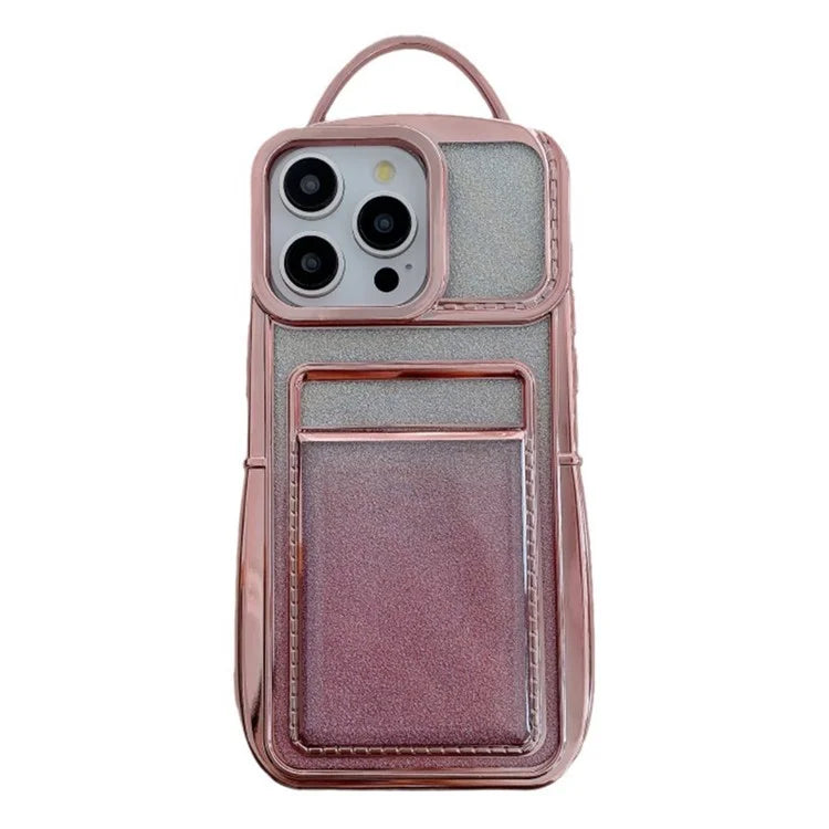 For iPhone 13 Pro Max Case Glittery Surface Card Slot TPU Phone Cover