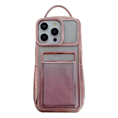 For iPhone 13 Pro Max Case Glittery Surface Card Slot TPU Phone Cover