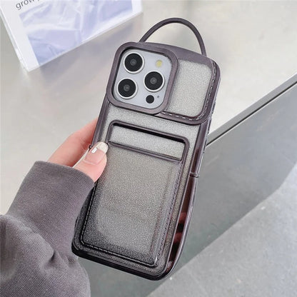 For iPhone 15 Pro Case Glitter Card Holder Soft TPU Phone Cover