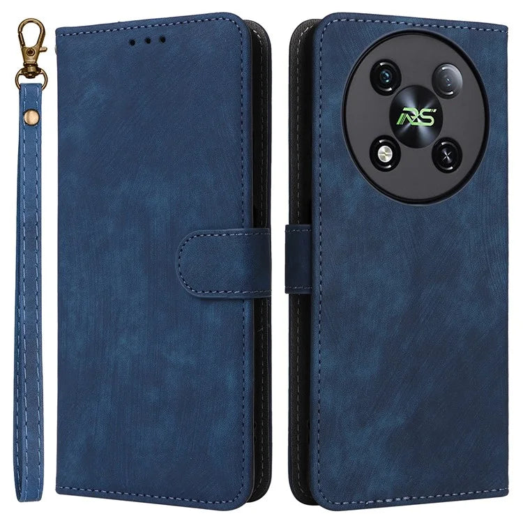 For itel RS4 4G Case with Wrist Strap RFID Blocking Stand Magnetic Phone Cover