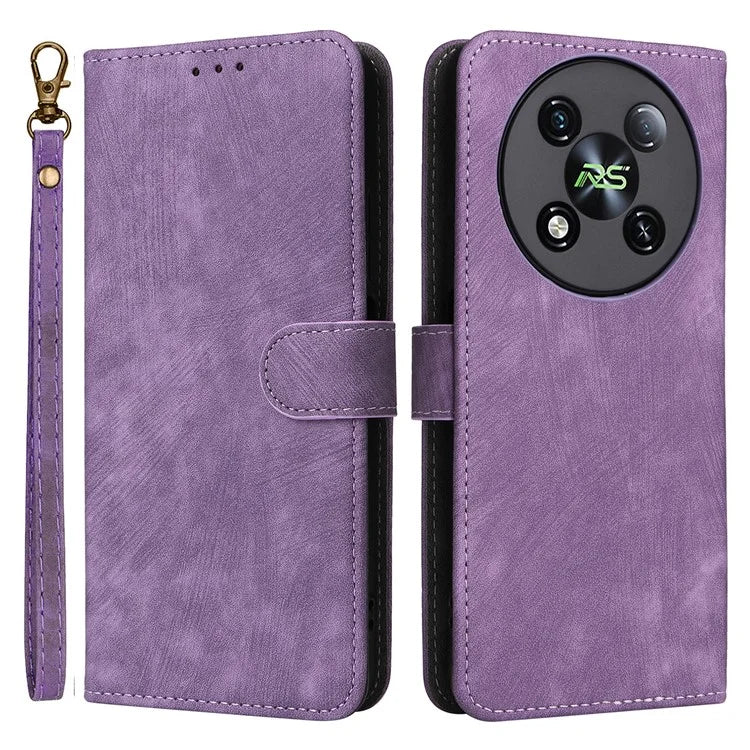 For itel RS4 4G Case with Wrist Strap RFID Blocking Stand Magnetic Phone Cover