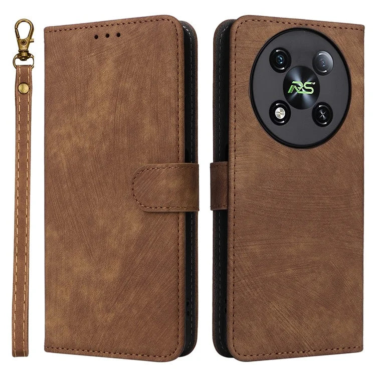 For itel RS4 4G Case with Wrist Strap RFID Blocking Stand Magnetic Phone Cover