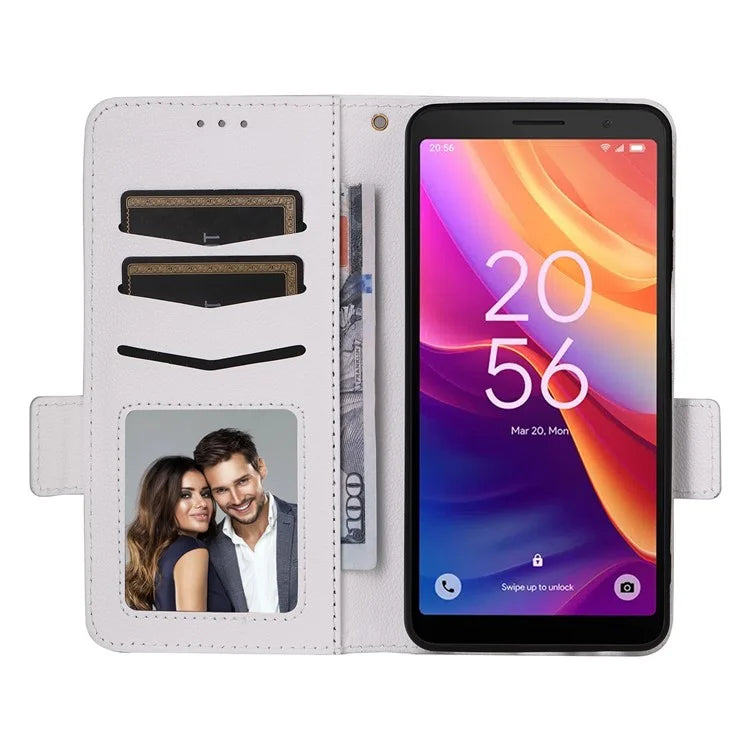 For TCL 501 T433D Leather Case Wallet Stand Litchi Texture Phone Cover Wholesale