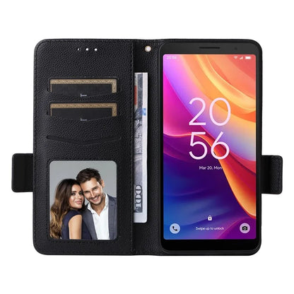 For TCL 501 T433D Leather Case Wallet Stand Litchi Texture Phone Cover Wholesale