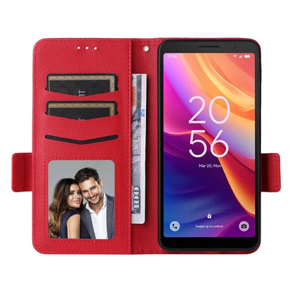 For TCL 501 T433D Leather Case Wallet Stand Litchi Texture Phone Cover Wholesale