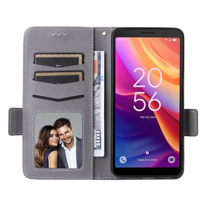 For TCL 501 T433D Leather Case Wallet Stand Litchi Texture Phone Cover Wholesale