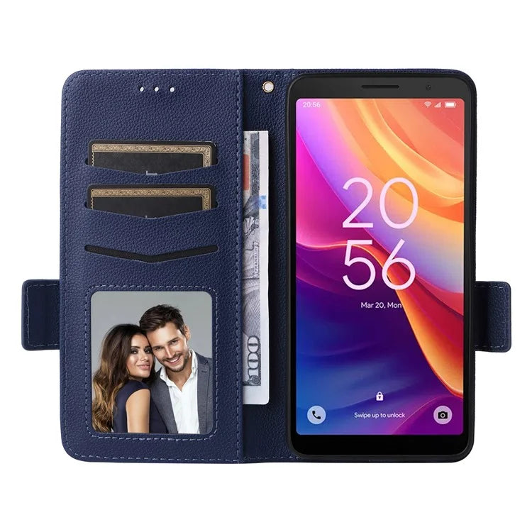 For TCL 501 T433D Leather Case Wallet Stand Litchi Texture Phone Cover Wholesale