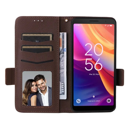For TCL 501 T433D Leather Case Wallet Stand Litchi Texture Phone Cover Wholesale