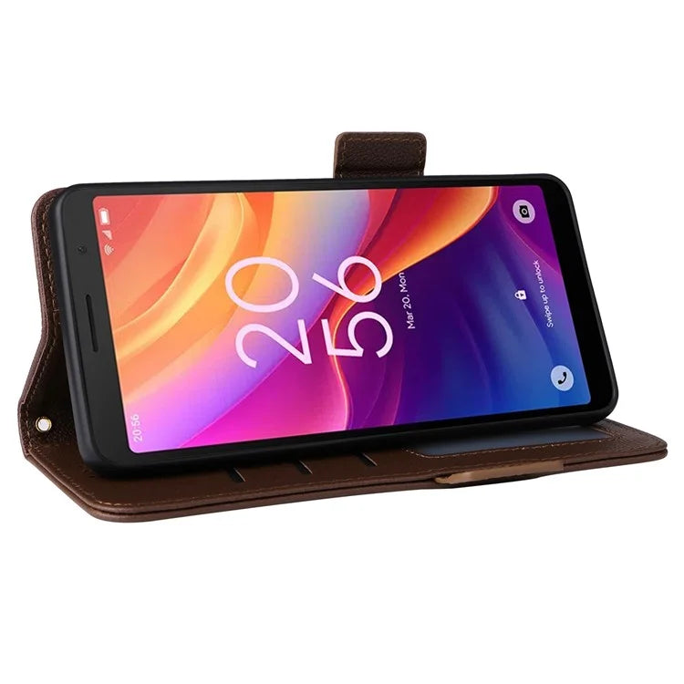 For TCL 501 T433D Leather Case Wallet Stand Litchi Texture Phone Cover Wholesale