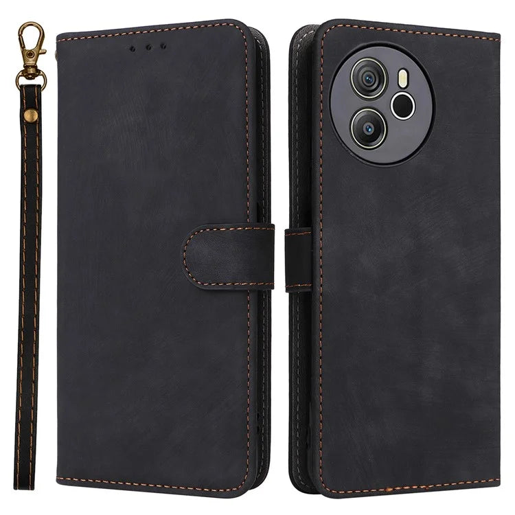 For Blackview Shark 8 Case RFID Blocking PU Leather Wallet Phone Cover with Hand Strap