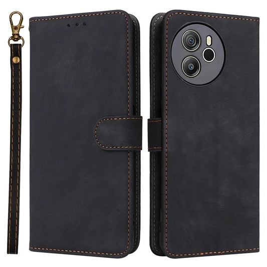 For Blackview Shark 8 Case RFID Blocking PU Leather Wallet Phone Cover with Hand Strap