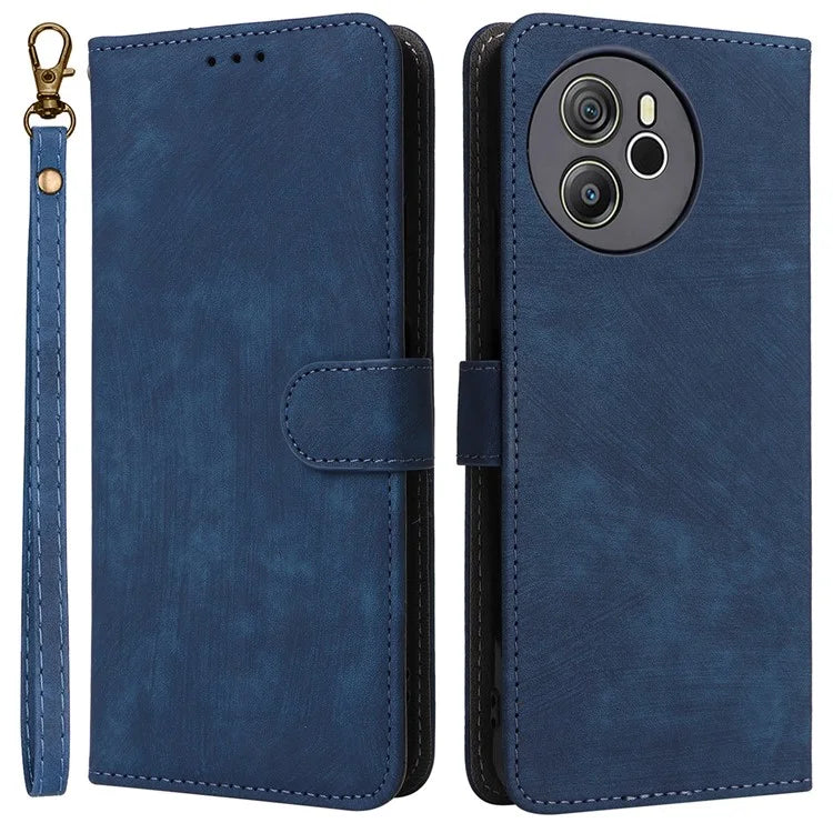 For Blackview Shark 8 Case RFID Blocking PU Leather Wallet Phone Cover with Hand Strap