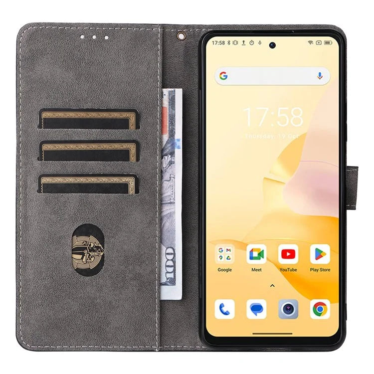 For Blackview Shark 8 Case RFID Blocking PU Leather Wallet Phone Cover with Hand Strap