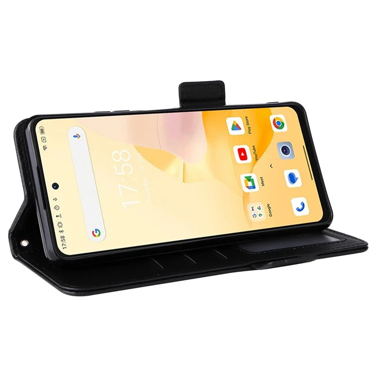 For Blackview Shark 8 Case Leather Folio Stand Phone Cover with Wrist Strap