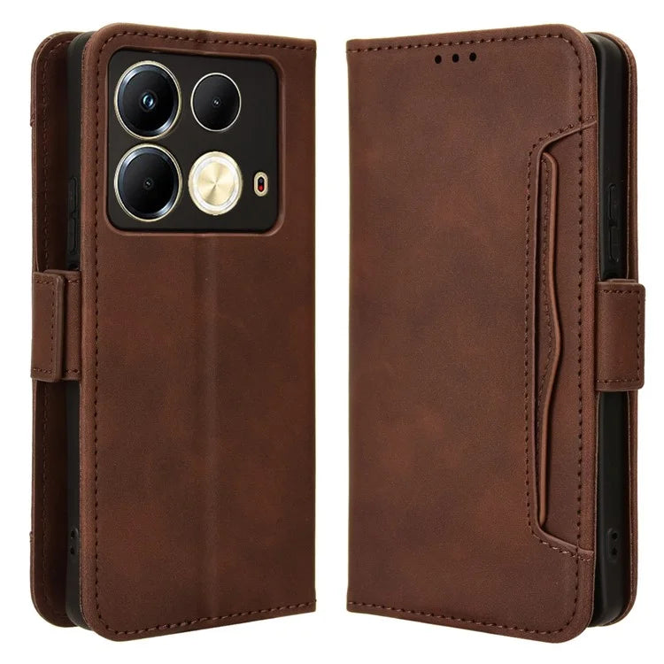 For Infinix Note 40 X6853 Case Shock-Absorbent Leather Phone Shell with Multiple Card Slots