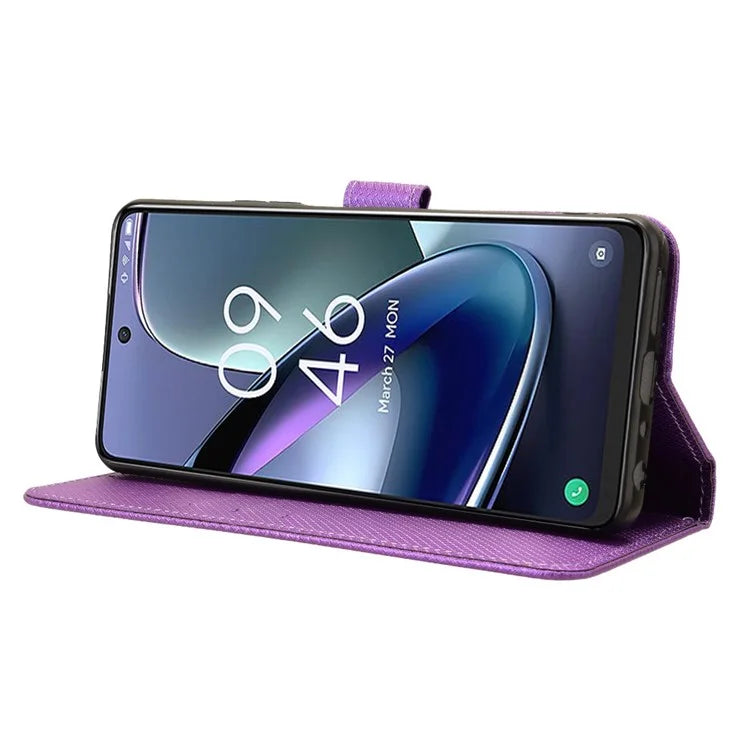 For TCL 50 5G Case Diamond Texture Leather Full Wrapped Phone Cover with Wrist Strap