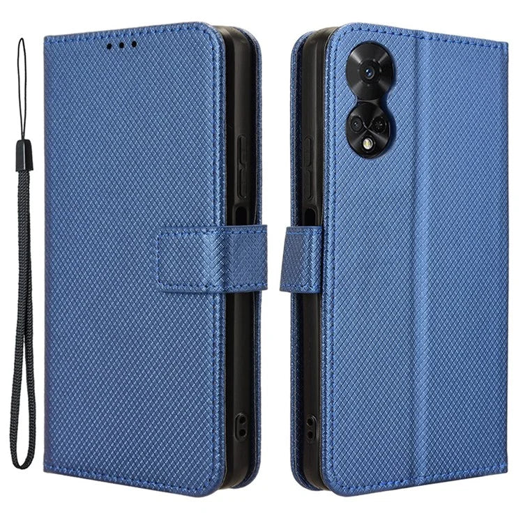 For TCL 50 5G Case Diamond Texture Leather Full Wrapped Phone Cover with Wrist Strap