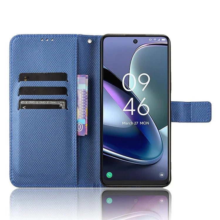 For TCL 50 5G Case Diamond Texture Leather Full Wrapped Phone Cover with Wrist Strap