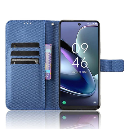 For TCL 50 5G Case Diamond Texture Leather Full Wrapped Phone Cover with Wrist Strap
