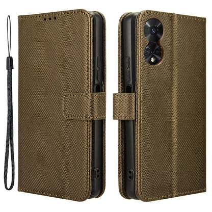 For TCL 50 5G Case Diamond Texture Leather Full Wrapped Phone Cover with Wrist Strap